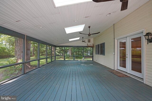 wooden deck with ceiling fan