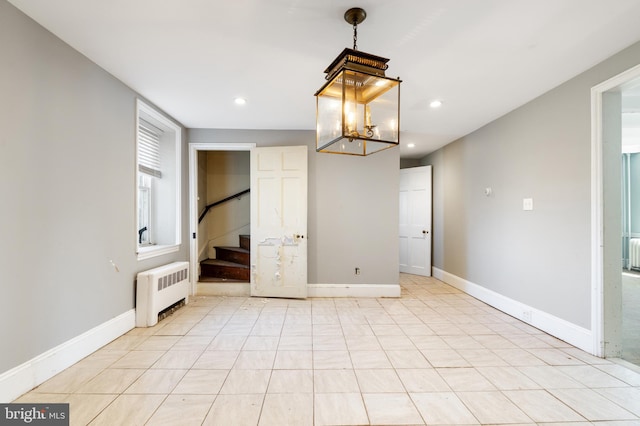 interior space with radiator heating unit