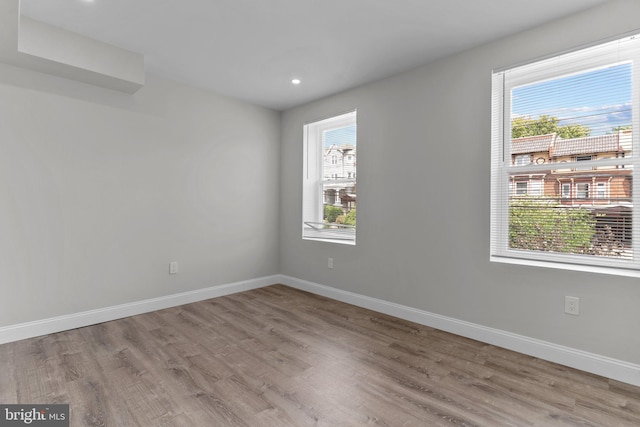 empty room featuring plenty of natural light and light hardwood / wood-style flooring