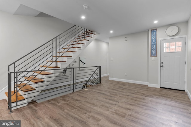 entryway with light wood-type flooring