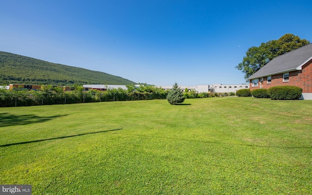 view of yard with a mountain view