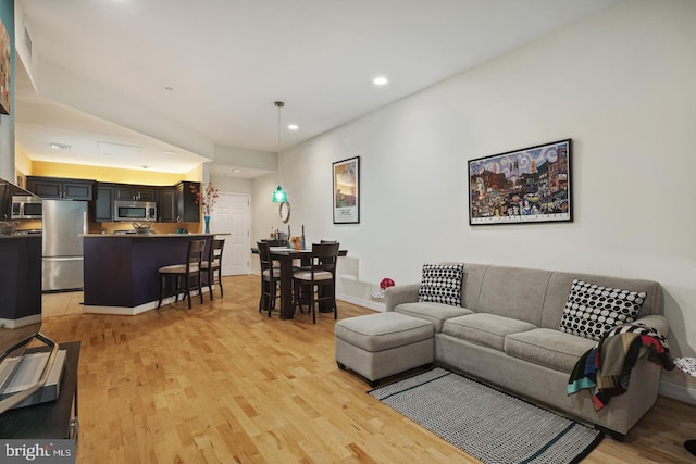 living room featuring light hardwood / wood-style floors