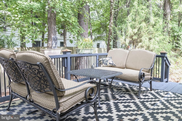 deck featuring an outdoor living space