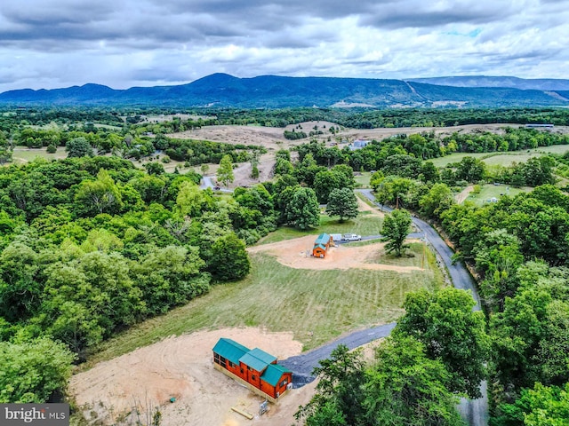 aerial view with a mountain view