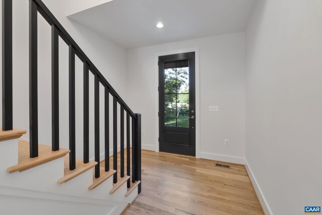 foyer featuring light wood-type flooring