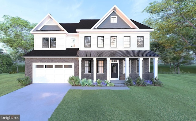 view of front facade with a garage and a front yard