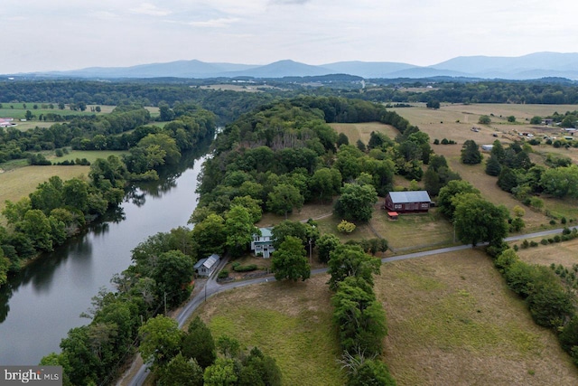 aerial view with a water and mountain view