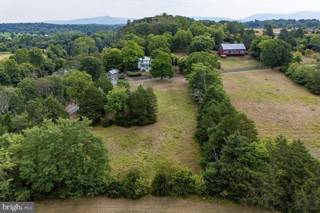 bird's eye view with a mountain view