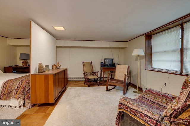 sitting room with light parquet floors