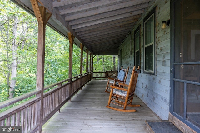 wooden deck with a porch