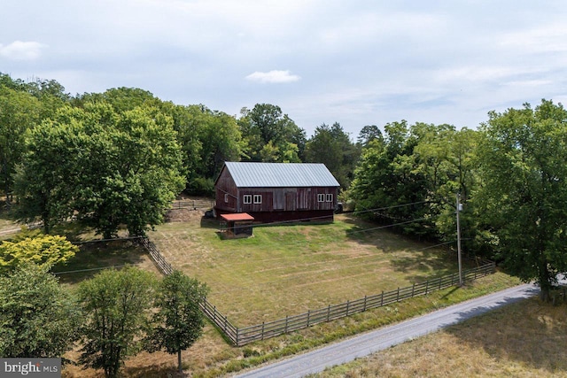 bird's eye view featuring a rural view