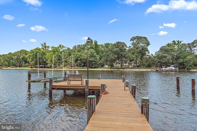 view of dock featuring a water view