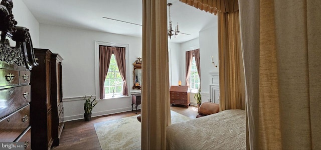 bedroom featuring dark hardwood / wood-style floors