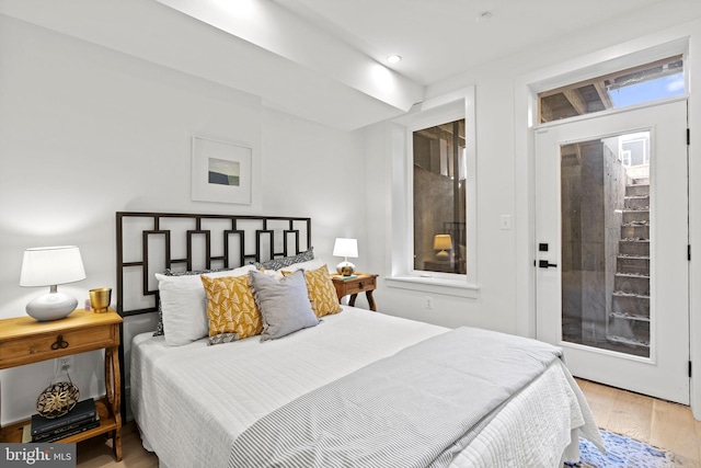 bedroom featuring light wood-type flooring