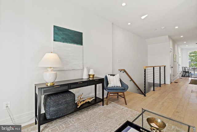 living area featuring light wood-type flooring