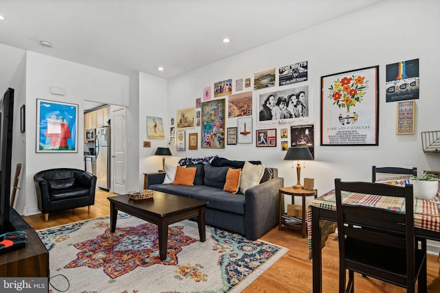 living room with hardwood / wood-style flooring