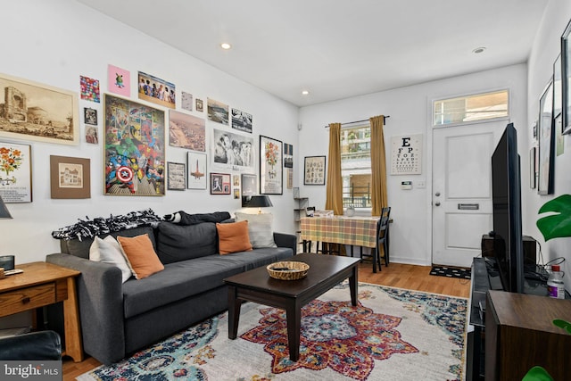 living room featuring light hardwood / wood-style floors