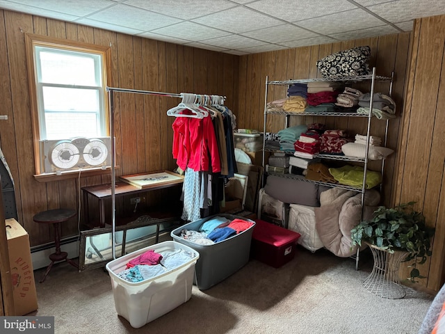 storage area with a baseboard radiator