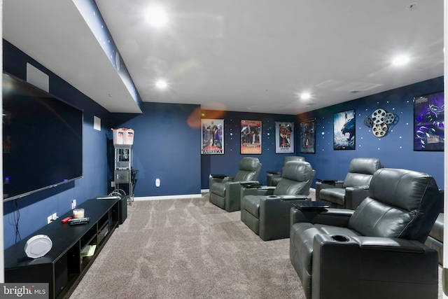 view of carpeted cinema room