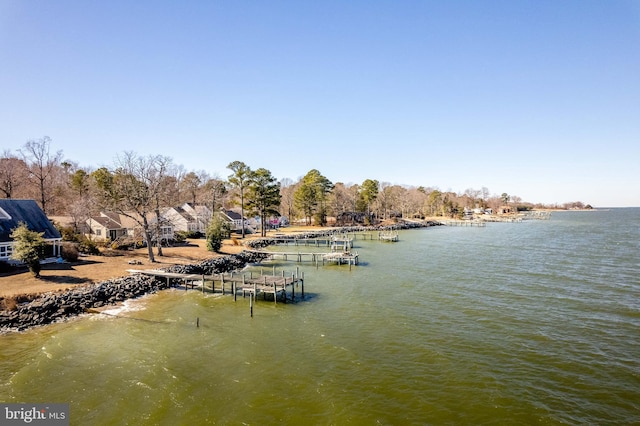 view of water feature featuring a dock