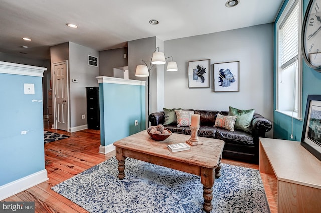 living room featuring hardwood / wood-style flooring