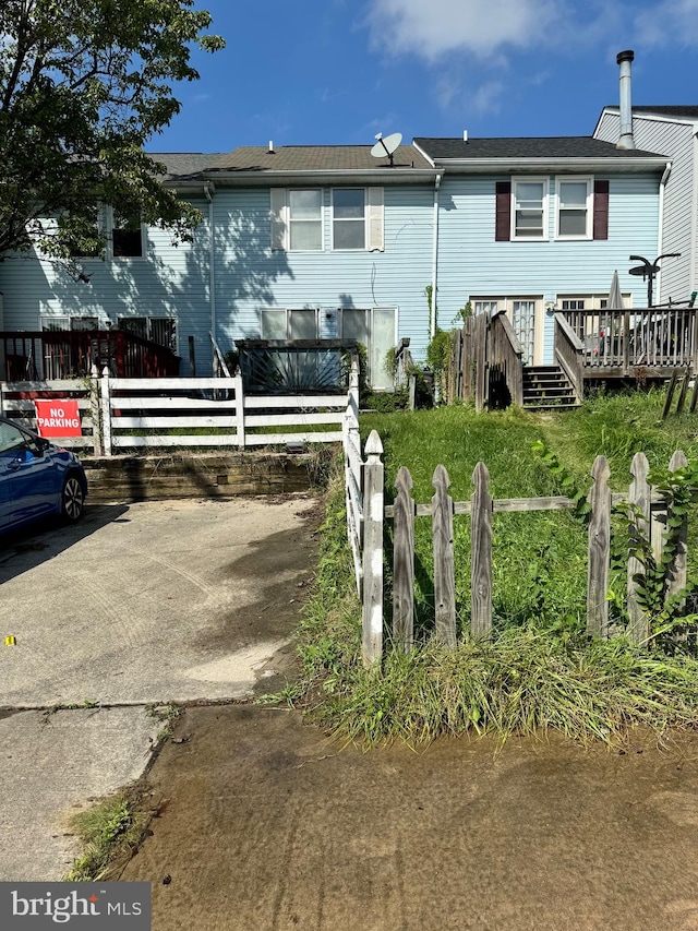 view of front of property with a deck