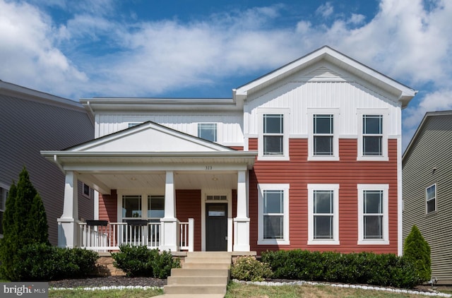 view of front of home featuring covered porch