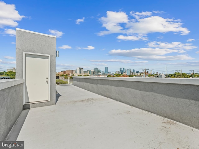 view of patio with a city view