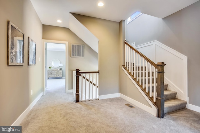 stairs with carpet floors