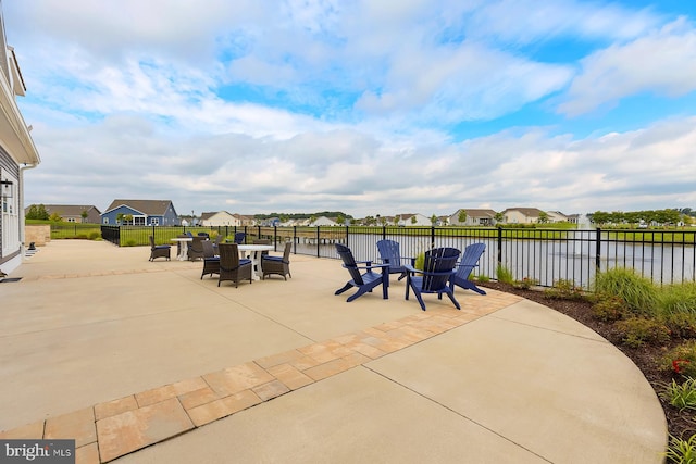 view of patio featuring a fire pit