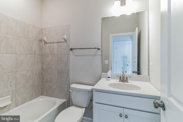 full bathroom with vanity, shower / bathing tub combination, and toilet