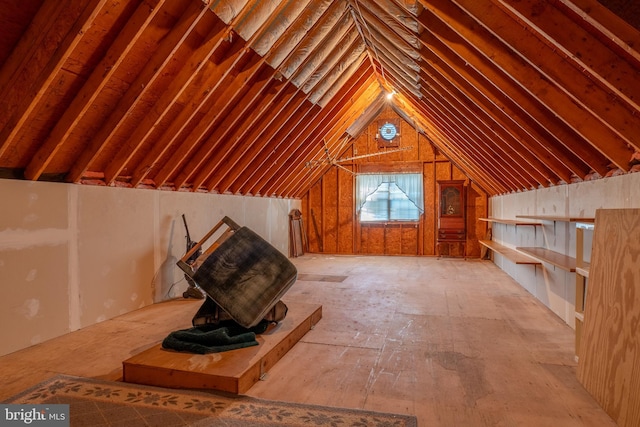 view of unfinished attic