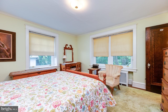 bedroom with ornamental molding