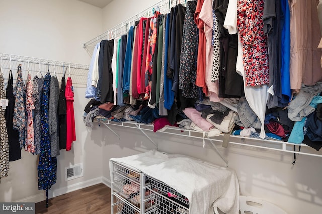 spacious closet with hardwood / wood-style floors