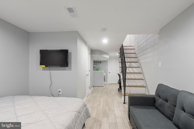 bedroom featuring light wood-type flooring