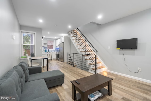 living room featuring light hardwood / wood-style flooring