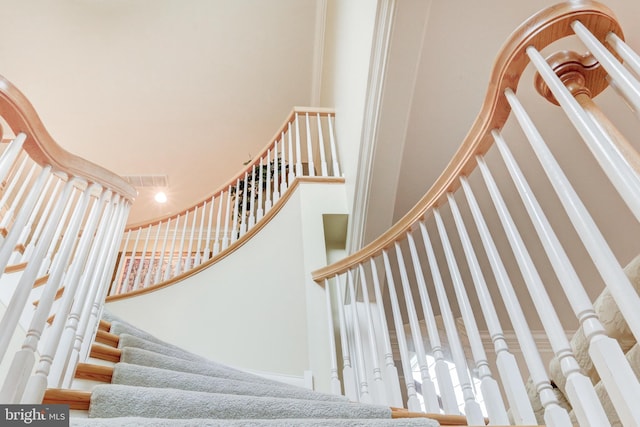 stairs with a towering ceiling