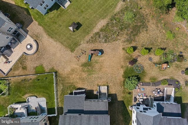 drone / aerial view with a residential view