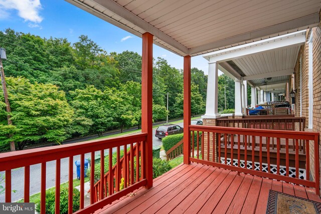 wooden deck featuring covered porch