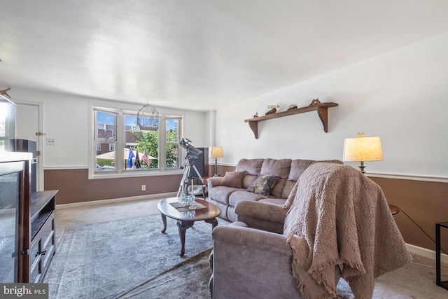 living room with carpet floors