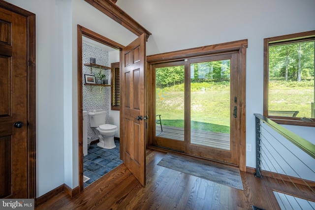 doorway to outside with hardwood / wood-style flooring