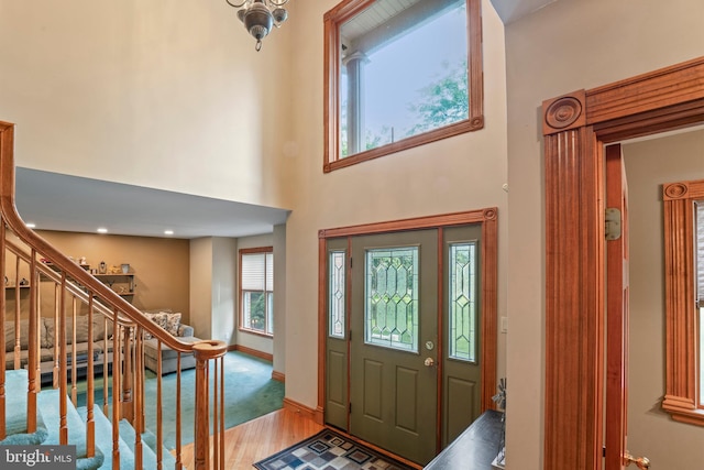 foyer entrance with wood-type flooring