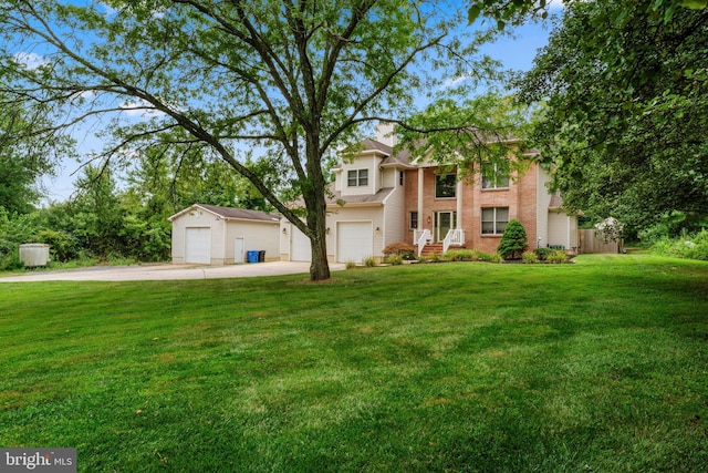 705 Franklinville Rd, Mullica Hill, NJ 08062 - view of front of house featuring a garage, brick siding, and a front lawn