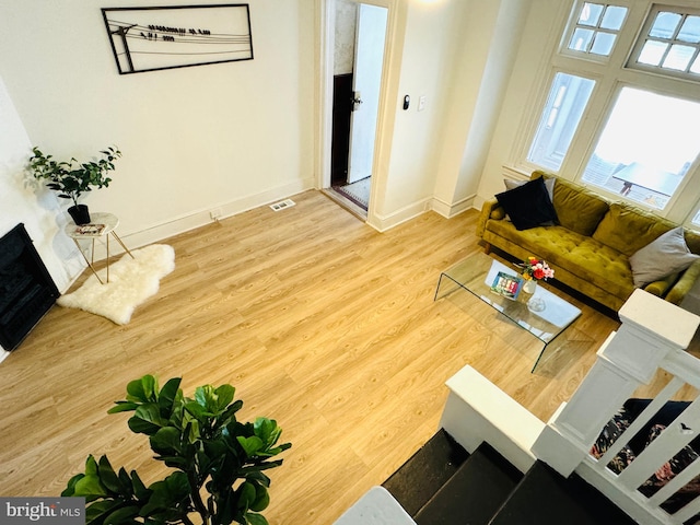 living room with hardwood / wood-style flooring