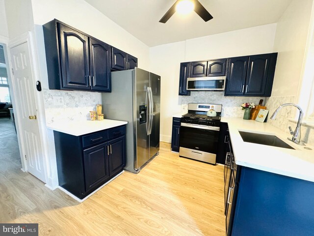 kitchen with tasteful backsplash, sink, stainless steel range with electric cooktop, and light wood-type flooring