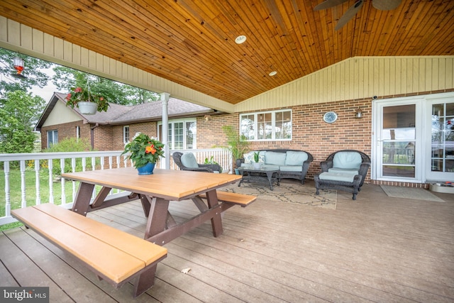 deck featuring an outdoor hangout area