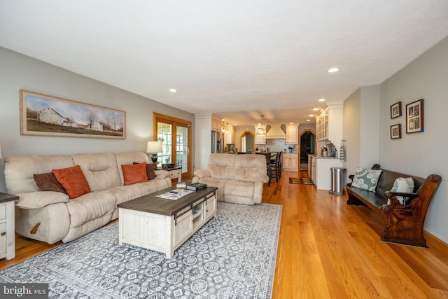 living room with light wood-type flooring