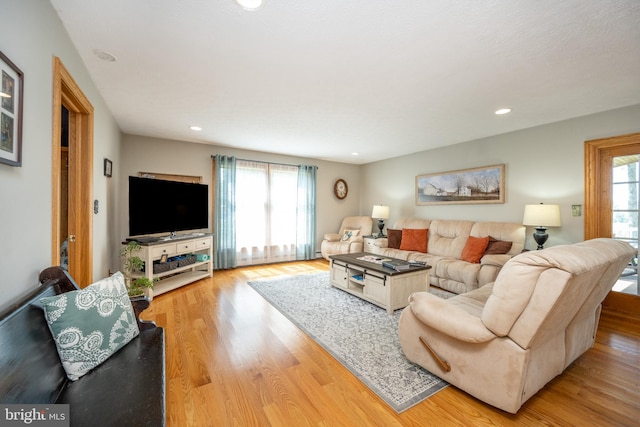 living room featuring light hardwood / wood-style flooring