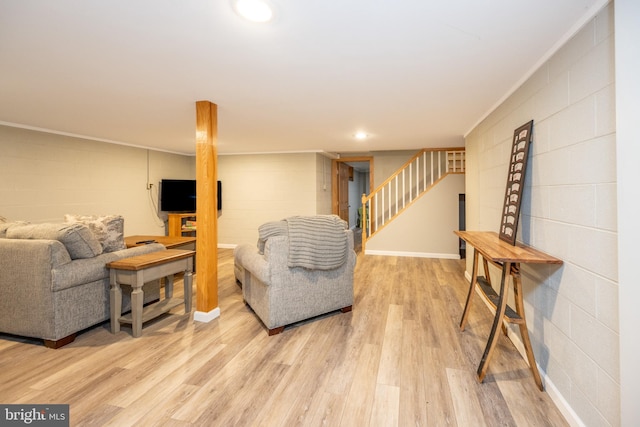 living room featuring light hardwood / wood-style floors