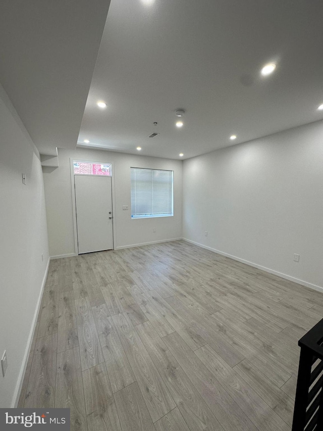 interior space with light hardwood / wood-style floors